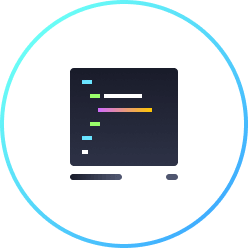 Code editor icon inside a blue circle